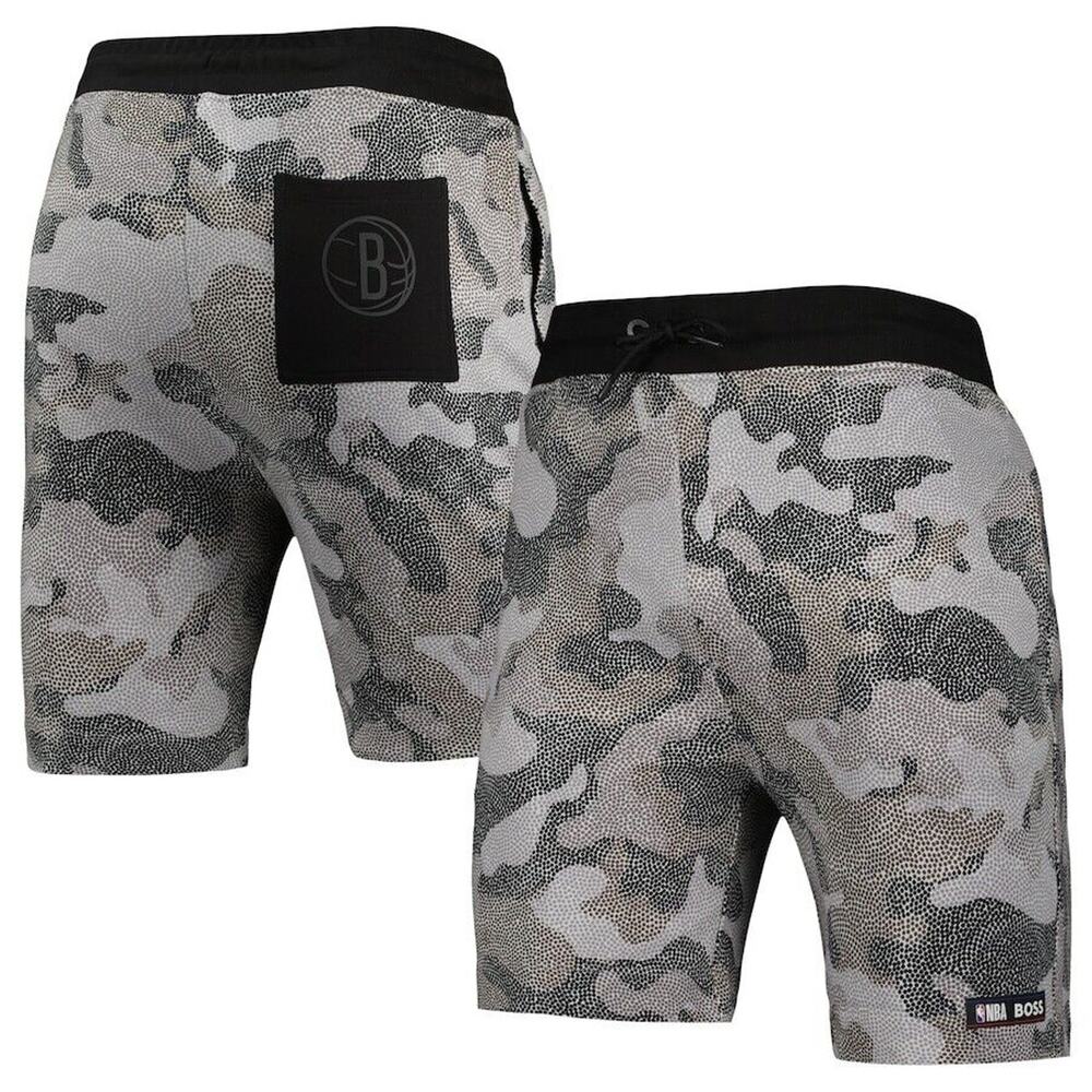 Men's Brooklyn Nets NBA x Hugo Boss Black Slam Camo Shorts Sz S